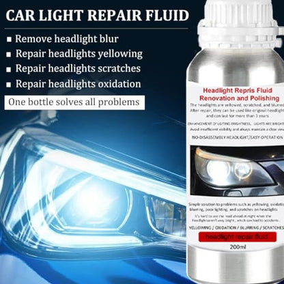 VCTSELITY 200ML Headlight Restoration Liquid, Car Headlight Polishing Repair Fluid, Headlight Polish Restoration Kit Refill Bottle to Remove Yellowing/Scratch/Haze/Oxidation/Vague - size: S