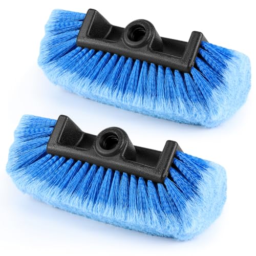 2 Pcs 10" Car Wash Brush Head with Soft Bristles - Gentle on Paint, Compatible with Poles, Perfect for Cars, Trucks, RVs, Boats, Decks, and More (Blue) - color: 2 PCS