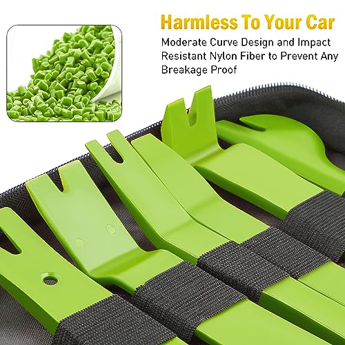 GOOACC 19Pcs Trim Removal Tool Set Panel Fastener Clips Removal Automotive Plastic Upholstery Pliers Removal Install Removal Car Tool with Storage Bag for Trim Panel Audio Clip Pliers Terminal-Green - color: Green