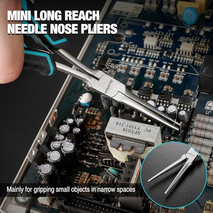 DURATECH 2PCS 7" Long Reach Needle Nose Pliers Set, Long Nose Pliers & Bent Nose Pliers, Small Needle Nose Pliers for Jewelry Making, Wire Wrapping, Wire Bending and Object Gripping on Narrow Space - style: 2PCS