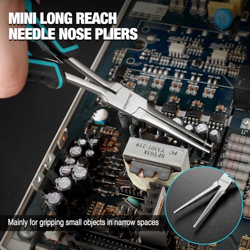 DURATECH 2PCS 7" Long Reach Needle Nose Pliers Set | Long & Bent Nose Pliers, Small Needle Nose Pliers, For Jewelry Making, Wire Wrapping & Bending, Object Gripping, NARROW Space - style: 2PCS