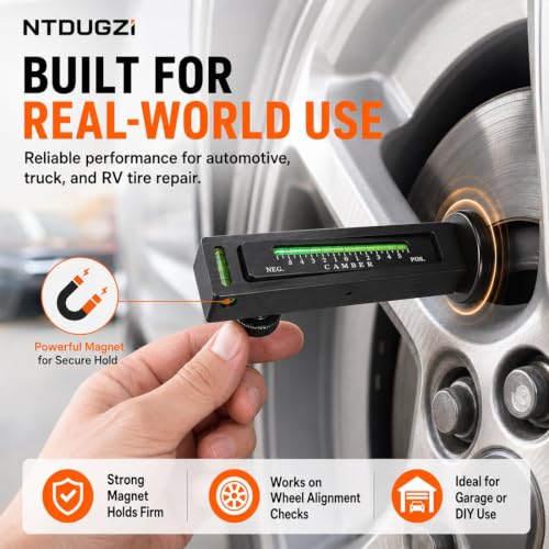 Magnetic Alignment Camber Gauge Wheel Tool Caster Measuring Level Vehicles | Adjustable -5° to +5° Range, Bubble Level Compact Plastic Body for Automotive Car Truck Rv Tire Repair Checks(Black-1pc) - color: Black-1pc
