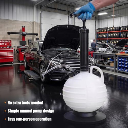 6L Vacuum Oil Extractor Pump - Portable Fluid Extractor Oil Change Pump with 59" Main Hose, Three 41" Extension Tubes & Brake Bleeding Hose for Automotive, Marine Boat Oil/Brake Fluid Change