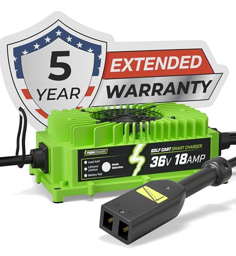 FORM 36 Volt Golf Cart Battery Charger for EZGO TXT Golf Carts with D Style Plug - 36V Lithium, LiFePO4, Lead Acid - size: Elite - Lithium & Lead Acid