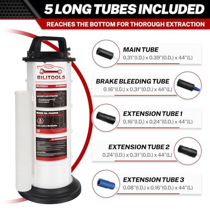 BILITOOLS 9L Pneumatic Oil Extractor Pump for Automotive Engine Oil Change | 2.4 Gallon Automotive Oil Vacuum Pump Fluid Extractor Air Compressored for Boat Marine Jetski ect. - size: Pneumatic