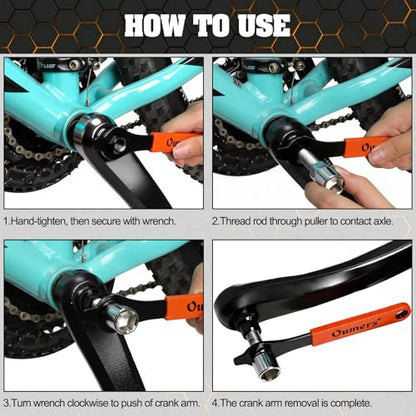 Oumers Bike Crank Extractor/Arm Remover and Bottom Bracket Remover with 16mm Spanner/Wrench. Professional Bicycle Repair Tool Kit - color: Orange