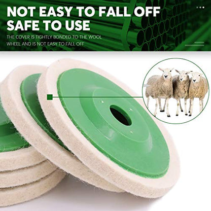 Keadic 13Pcs 4 Inch Wool Felt Polishing Wheel Disc Kit Includes Green Wool Felt Disc Wheel Pad and Buffing Polishing Compounds, Wool Polishing Wheel Buffer Pads Wool Polishing Disc for Marble - color: Green