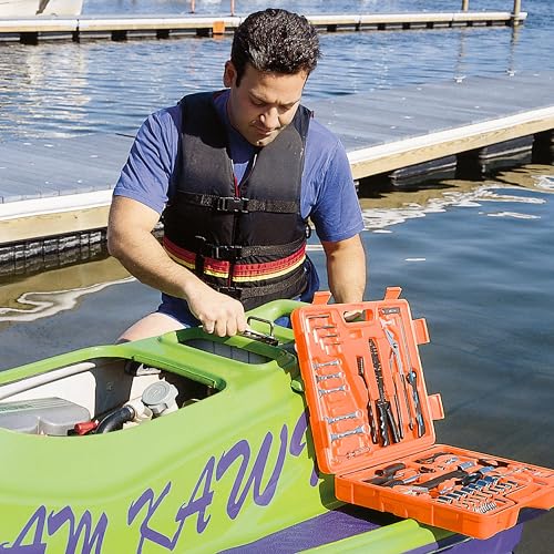 Great Neck 125-Pc Marine Tool Set with Water-Resistant Boat Tool Box | Chrome Plated Rust Resistant, Drop Forged Steel, Socket Set, Combo Wrenches, Screwdrivers, Pliers, 3/8 Drive Ratchet - style: 125 Piece