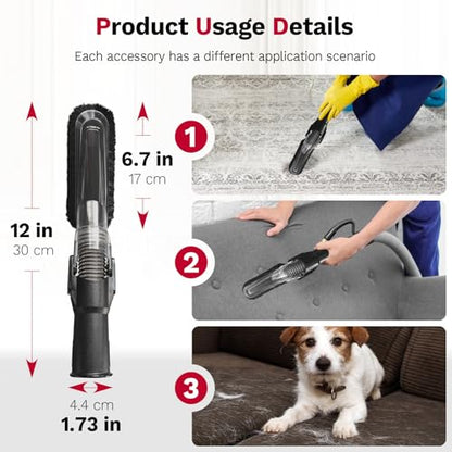 Universal Vacuum Attachments & Brushes, 8-Piece Vac Accessories | Small Portable Shop Vac Accessories with Adapter Kit for Car Detailing, Home, Pet Hair Cleaning-Fits Most Standard Vacuums