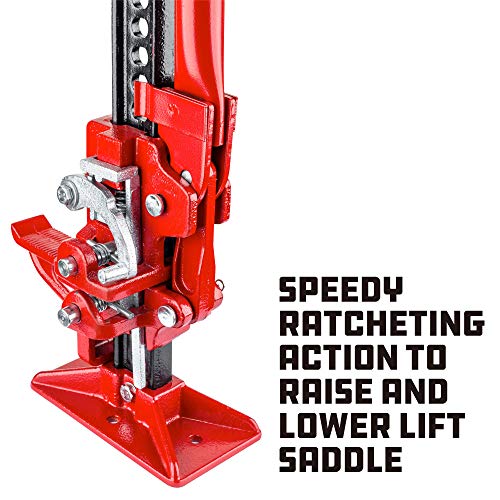 Powerbuilt 8-Inch Ratcheting Off Road Utility Farm Jack, 3 Ton (6,000 lb) Capacity Utility High Lift Farm Jack, Lift Range: 5-1/4" to 34-1/2", for Tractor Truck SUV -647587 - size: 3 Ton, Farm Jack