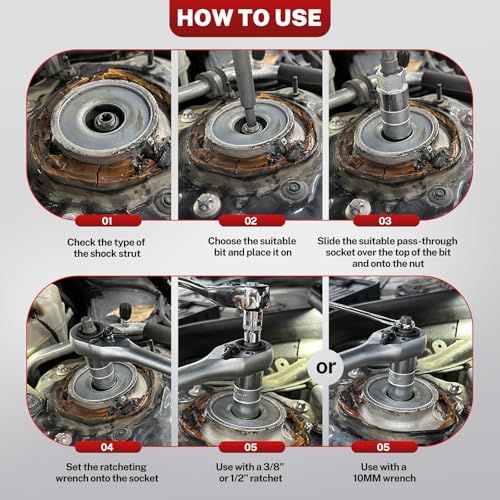 BILITOOLS 50PCS Shock Absorber Strut Nut Socket Set | Master Suspension Tool, Strut Top Mount Nut Removal & Install, Automotive Use, with Ratchet Adaptors - color: Shock Absorber Tool