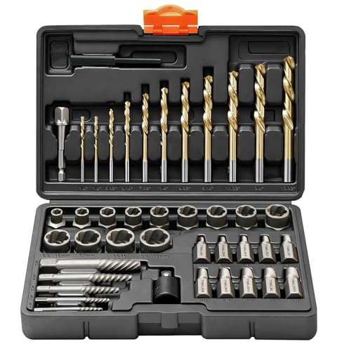 42Pcs Bolt Extractor Kit,Left Hand Drill Bit,Easy Out Screw Bolt Extractor | Heavy Duty,Durable&Resistant Damage,Solve Broken Screw Nuts,Multiple Size Options,for Men's Gift,Home Mechanical DIY - size: 42pc
