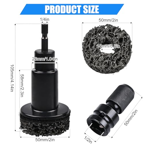 Wheel Hub Cleaning Tool Kit, Wheel Hub Resurfacing kit Includes 7 Pads, Fits Power Drill & 1/2" Impact Driven Wrenches, for Wheel Studs, Hubs, Rotors and Surface of Hub Cleaning