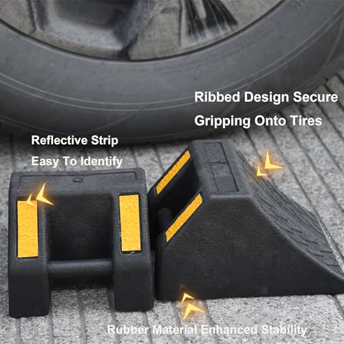 OrangeStar Rubber Wheel Chocks, Tire Chock w/Handgrip for Car, RV, Travel Trailer, Camper Accessory (8 Packs - size: 6.6"x4.8"x4"- 8 Packs