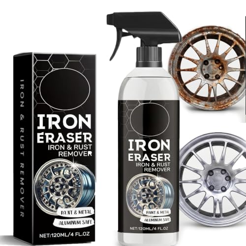 Rust Remover - Rust Remover Spray, Heavy Duty Rust Remover for Metal, Iron Eraser Iron and Rust Remover for Car Wheels, Bike Chains, Garden Tools & Iron Surfaces, Works on Steel Iron Chrome Aluminum | Professional Rust Remover for Metal, Iron Eraser Iron