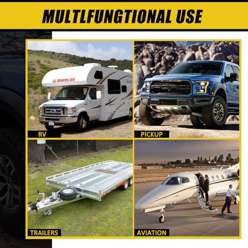 Heavy Duty Wheel Chocks - Wheel Stoppers for Trailer Travel Trailers RV Aircraft Car Camper Truck, Non Slip Rubber Wheel Block with Nylon Rope Yellow Reflective Tape(2 Pair) - color: 2 Pairs