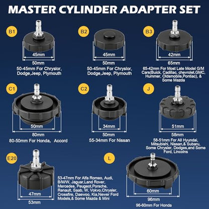 12 Piece Professional Brake Master Cylinder Bleeder Kit – Universal Brake Bleeder Adapter Set for Most Vehicles, Ideal for Auto Shops, Home Garages, and Roadside Repairs