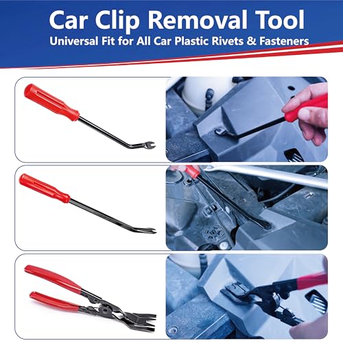 7 Pcs Car Trim Removal Tool Kit with Non-Scratch Plastic Pry Tool and Fastener Clip Pliers, Car Trim Removal Tool, for Auto Interior Car Panel Detachment, Dashboard, Door Clips & Upholstery