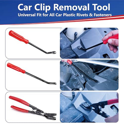7 Pcs Car Trim Removal Tool Kit with Non-Scratch Plastic Pry Tool and Fastener Clip Pliers, Car Trim Removal Tool, for Auto Interior Car Panel Detachment, Dashboard, Door Clips & Upholstery