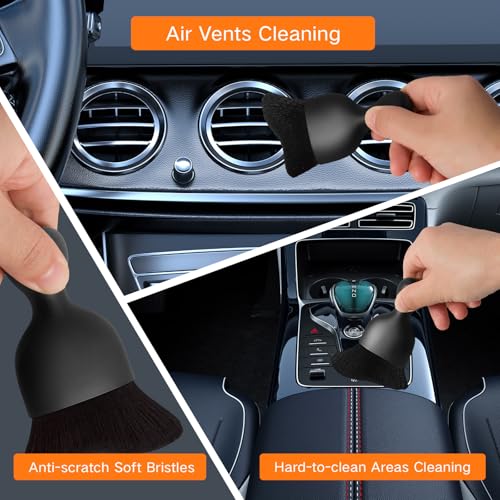 Qydipclin 7pcs Windshield Cleaner Tool Car Window Cleaning Wash Kit with 4 Reusable Microfiber Pads 1 Spray Bottle and Extendable Handle Auto Glass Wiper Kit, Orange - color: Orange