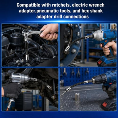 3Pcs Flexible Socket Extensions Cable,Flexible Ratchet Extensions Rods,Universal Extensioni Rod for Electric Wrench Socket, Extension Rod for Automotive Tools,Suitable for Narrow Maintenance Areas