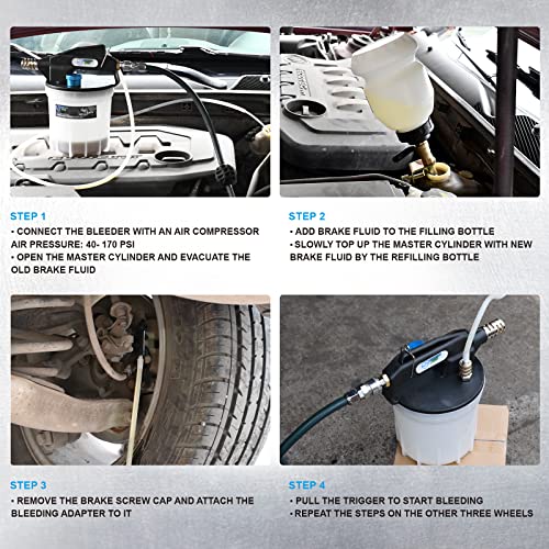 SMOTIVEPRO 2L Vacuum Brake Bleeder Kit Pneumatic Brake Fluid Extractor Pump | Powerful Air Vacuum and 16 Bleeder Screw Adapters Extract Brake Fluid Faster, for Efficient Bleeding on More Vehicles - size: 2L Pneumatic Brake Bleeder Pump