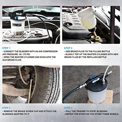 SMOTIVEPRO 2L Vacuum Brake Bleeder Kit Pneumatic Brake Fluid Extractor Pump | Powerful Air Vacuum and 16 Bleeder Screw Adapters Extract Brake Fluid Faster, for Efficient Bleeding on More Vehicles - size: 2L Pneumatic Brake Bleeder Pump