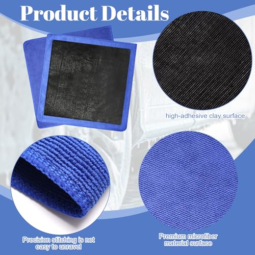 Clay Towel 2 Pack 12 x 12 Inch, Clay Bar Towel for Auto Detailing Microfiber Car Cloth Cleaner Automotive for Car Detailing - color: Blue