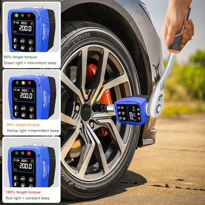Digital Torque Adapter 1/2" Drive 7.3-147.5 Ft-lb / 10-200 Nm, Electronic Torque Wrench Converter with LCD Display ±1% Accuracy, 1/4” & 3/8” Adapters for Car & Motorcycle Maintenance DIY Use - size: 1/2" 7.3-147.5 FT.LB Digital Torque Adapter