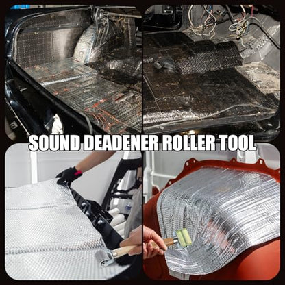 Sound Deadening Roller, 4 PCS Car Sound Deadener Rollers Tool Tire Patch Roller Sounds Deadener Application Rolling Wheel Wood Handle Seam Rollers for Automotive Auto Noise Accessories