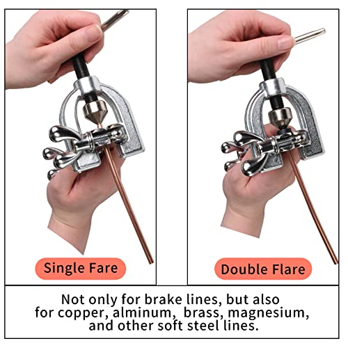 MuHize Brake Line Flaring Tool Kit – 3/16 Inch 25 ft Copper Brake | Double Flaring Tool with 16 Fittings and 4 Unions for Brake Lines, Corrosion Resistant - size: 3/16 Copper-Coated Tube + Flaring Tool Kit