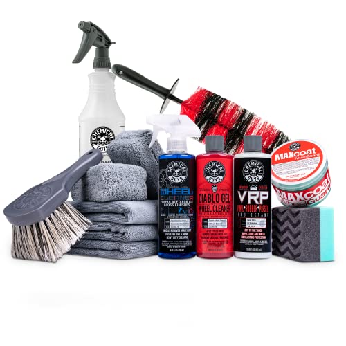 Chemical Guys Complete Wheel, Rim and Tire Care Kit, Foaming Cleaner, Tire Dressing, Wheel Sealant, Detailing Brushes, Microfiber Towels for Cars, Trucks and SUVs, 10-Piece Set