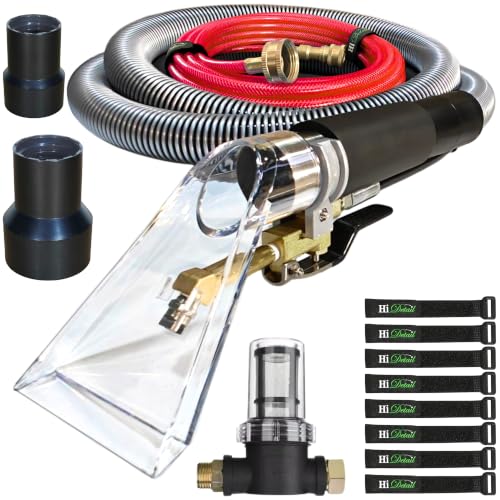 Hi Detail Shop Vac Extractor Kit with Wand and Hose, Adapter Converts Vacuum to carpet & upholstery Extractor for auto detailing & home - size: 25 Ft Waterline, 10 FT Vac Hose