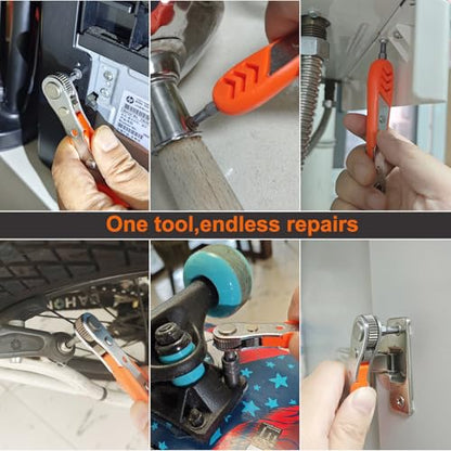 TOOLMAK Right Angle Screwdriver 24 in 1 Ratchet Screwdriver Set | Cr-V Steel, Mini Ratchet Wrench for Tight Spaces, Ideal for Bike Repair & DIY Projects - style: 24pcs Ratchet Screwdriver