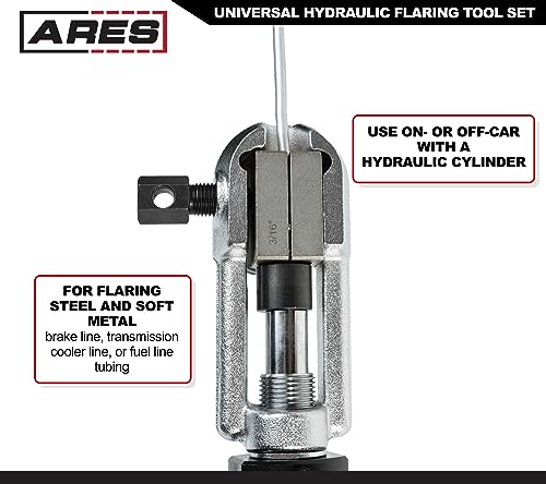 ARES 18010 - Universal Hydraulic Flaring Tool Set - Create 45 Degree Single or Double Flares, ISO and DIN Bubble Flares, Push Connect Flares and GM Fuel Line Flares - size: Universal Hydraulic Flaring Tool