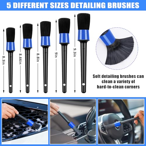 Car Cleaning Kit, Car Vacuum Interior Detailing Cleaner Kit with High Power Handheld Vacuum, Brush Set, Windshield Tool, Duster, Towels, Complete Car Care Tools for Women (Blue) - color: Blue