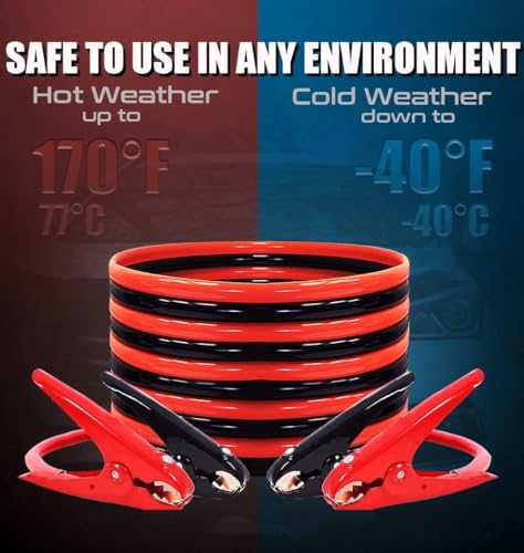 Jumper Cables Heavy Duty 1 Gauge 1GA 30 FT with Quick Connect Plugs Travel Bag for Truck SUV Car