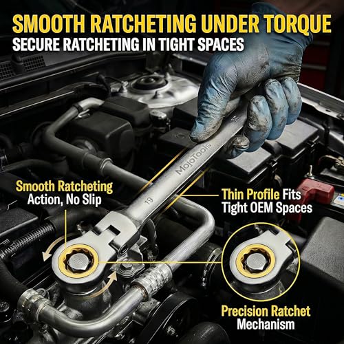 23-Piece Metric Wrench Set, Ratcheting Wrench Set with 8-24 mm Flex-Head Combination Wrenches, 9 Allen Keys, 72-Tooth Cr-V Steel, Nickel Plated, Organizer Bag