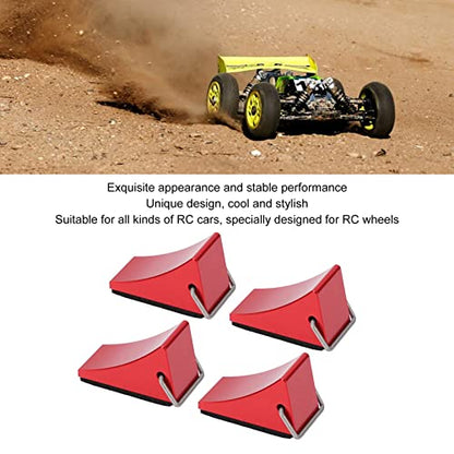 4PCS RC Model Car Wheel Chock, Aluminum Alloy RC Wheel Chock with Anti - Slip Bottom, Durable Tire Stopper for Gen8 Axial SCX10 and Universal RC Cars (Red) - color: Red