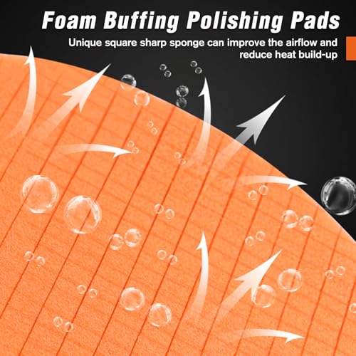5 Inch Buffing Polishing Pads 7 Pcs Compound Buffing Sponge Pads and Woolen Pad for 130mm Backing Plate, Cutting Foam Pad Kit for Car Buffer Polisher Compounding, Polishing and Waxing - size: 5 Inch