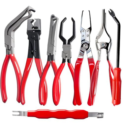 8 Pieces Electrical Disconnect Pliers for Cars, Automotive Electrical Plug Connector Disconnect Tool and Connector Separator and Hose Clamp Pliers - style: Electrical Disconnect Pliers Set 8