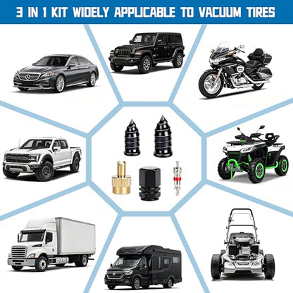77 PCS 3 in 1 Tire Repair Screws Tire Plug Kit Valve Stem Tool Dust Caps | Roadside Emergency Flat Tire Repair, Fast Self-Service Tool Tire Plugs Valve Stem Tool Dust Caps, For Car Motorcycle Truck - size: 77 PCS