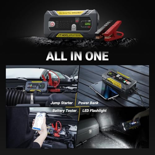 LOKITHOR JT400 12V Jump Starter and Battery Tester 2-in-1, 2500A Battery Jumper Starter Portable for Up to 8.5L Gas & 6.5L Diesel Engines, 100-2000 CCA Load Capacity Automotive Load Tester (Yellow) - color: Yellow
