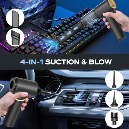 BSRCO Brushless Handheld Vacuum, 15000Pa Strong Suction Car Vacuum Portable Cordless with 2 Modes, 0.67lbs Ultra-Lightweight Mini Hand Vacuum & Air Duster for Home, Keyboard, Pet Hair, Travel
