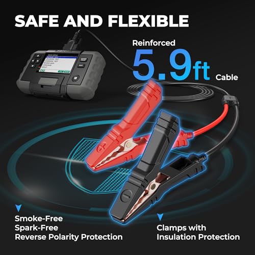 Car Battery Tester, TOPDON BT600 12V, 12V/24V Cranking Tests and Charging Alternator Load 100-2000CCA Digital Battery Voltage Tester, 3.5" Screen with Built-in Printer
