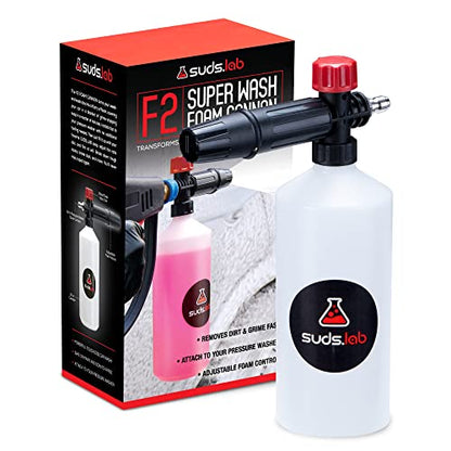 Suds Lab F2 Super Wash Foam Cannon, Adjustable Foam Nozzle, Quick Connect to any Pressure Washer, Clean Dirt and Dust, Home Car Washing