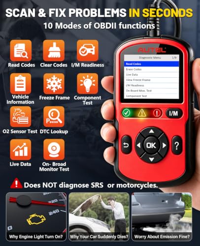 Autel OBD2 Scanner Autolink AL549, Car Code Reader for Check Engine Light, OBD2 Scan Tool for Read & Clear Fault Codes, ABS & Battery Test & Live Data, OBDII Diagnostic Tool for 1996+Cars and Trucks