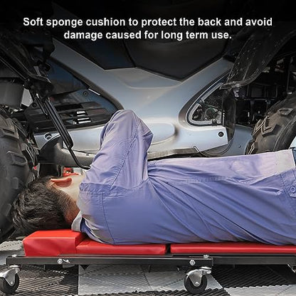 TCE 36" Rolling Foldable Automotive Creeper, 2-in-1 Garage Shop Creeper, Car Creeper,for Auto Repair, 300 Lbs Capacity, Red, TAM6505RU Torin
