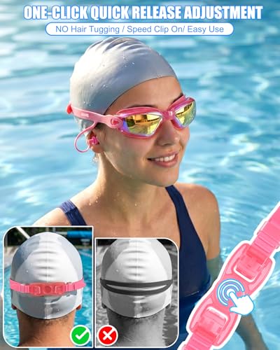 Aegend Swim Goggles, Swimming Goggles No Leaking Full Protect Adult Youth - color: Pink
