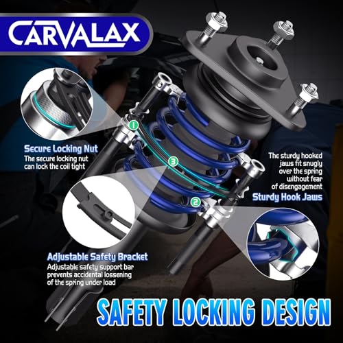 CARVALAX Coil Spring Compressor Tool, 2pcs Automotive Spring Compressor Set with Extendable Safety Bracket, 2670LB Heavy Duty Macpherson Strut Spring Compression Set for Car Truck ATV UTV